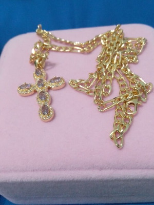 Cross with 60 cm gold-plated chain new