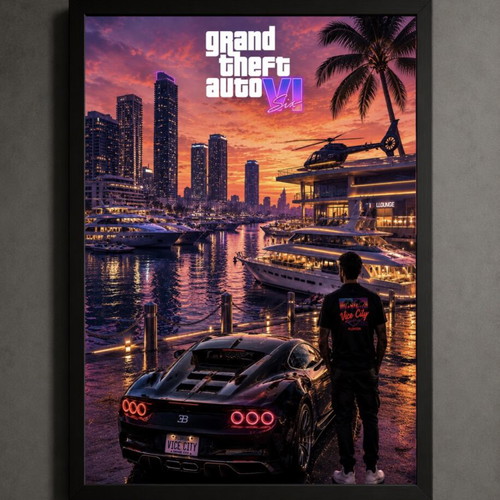 GTA VI framed print 30x40cm new