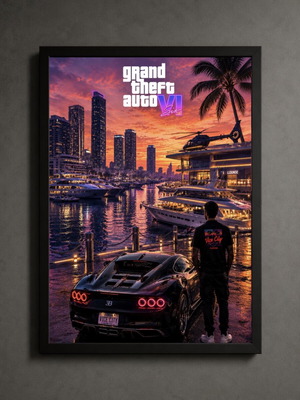 GTA VI framed print 30x40cm new