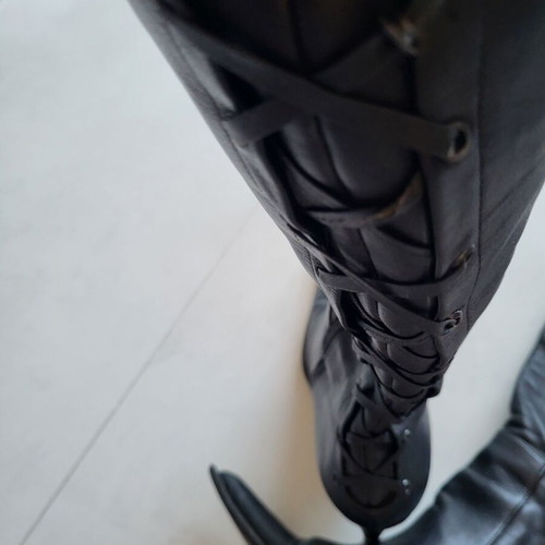 Leather high boots vintage Moustakis size 38 used, black