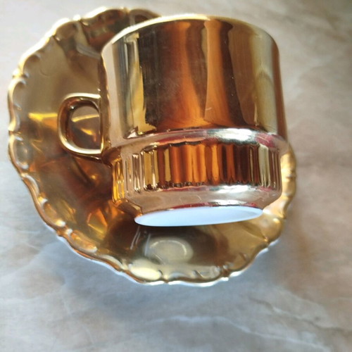 Vintage porcelain tea cup with saucer 1970 used