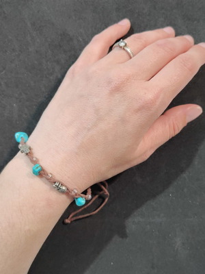 Handmade bracelet new with summer decoration brown and turquoise