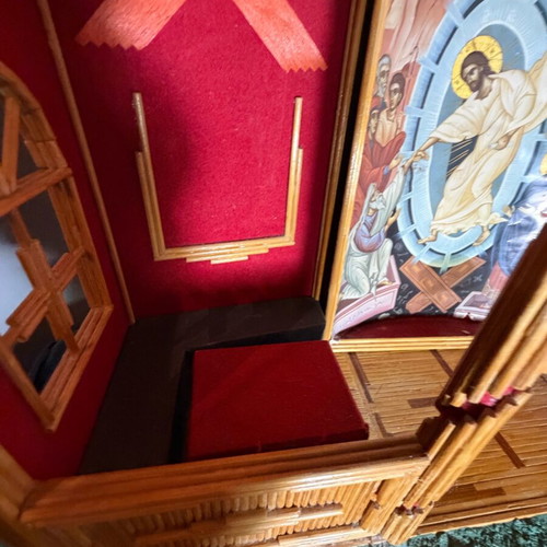 Wooden handmade church used, unique collectible piece
