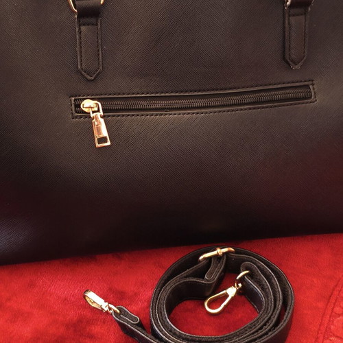 American Designed Black Shoulder Bag used, saffiano texture