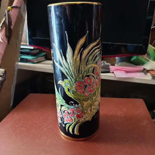Vase Greek made dark blue with 24k gold overlay, like new