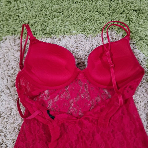 H&M red lace push up negligee, like new, size S