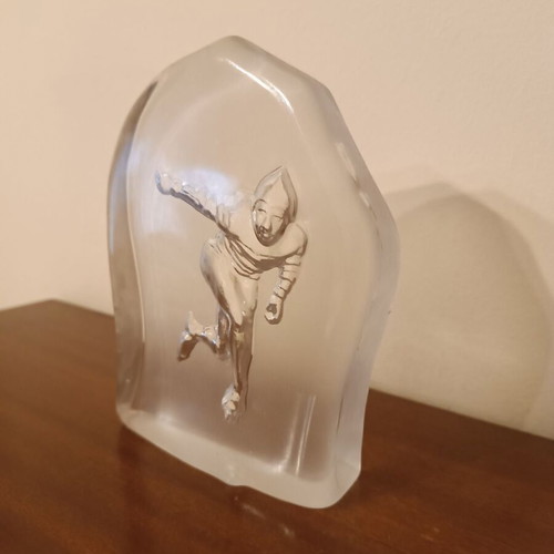 Glass plaque with embossed athlete like new