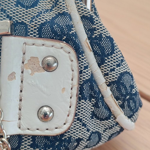Guess Vintage Denim Monogram Shoulder Bag, Y2K