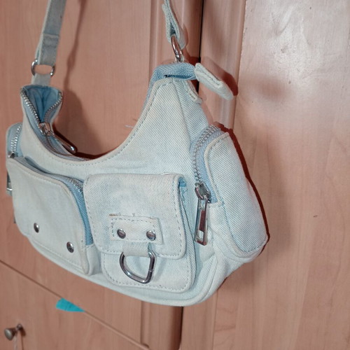Bershka mini denim shoulder bag, blue
