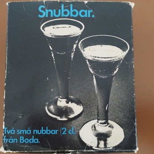 Boda Snubbar Crystal Liqueur Glasses New Vintage Set of 2