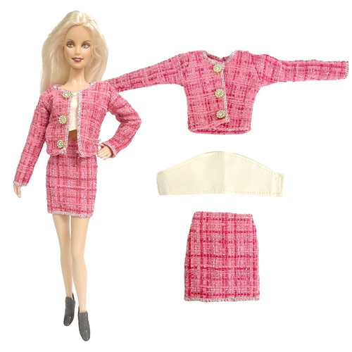 Doll clothes Pink Suit new, skirt, top and pink jacket for 29cm doll