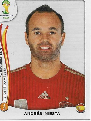 Panini FIFA World Cup Brazil 2014 αυτοκόλλητο Andrés Iniesta σαν καινούργιο