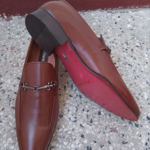 Cesare Paciotti Horsebit leather loafer size 41 new, cognac brown