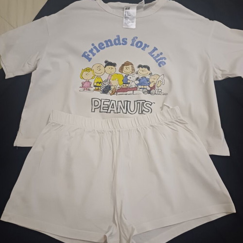 H&M Friends for Life Crop Top Pyjama Set new, white, size S