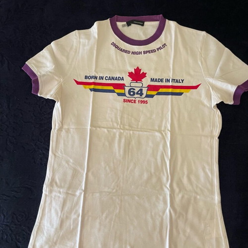 Dsquared2 short-sleeve T-shirt authentic medium size unisex like new, white and purple