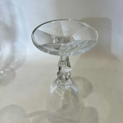 Champagne glasses set of 5 used with engraved leaf design