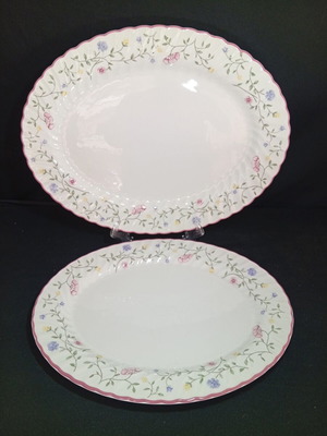 Σετ 2 οβάλ πιατέλες σερβιρίσματος Johnson Brothers Staffordshire England με floral σχέδιο