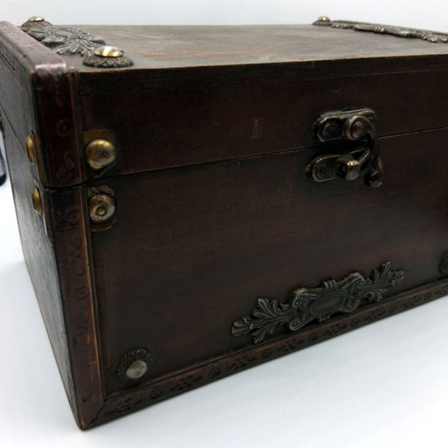 Vintage wooden box with decorative elements like new