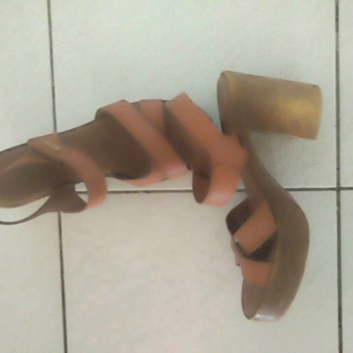 Harris camel leather sandals size 40 used, platform heel