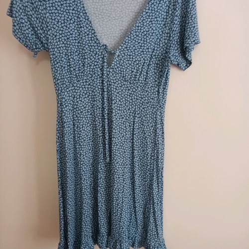 Pull and Bear dress like new, summer short-sleeve, white and turquoise
