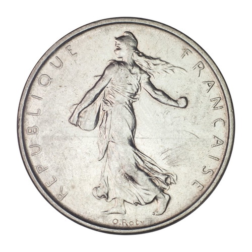 5 Francs coin used, France 1960-1969 silver