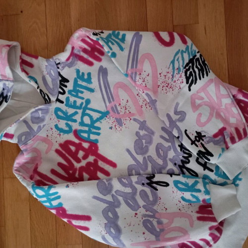 Graphic hoodie Zara like new, white multicolor, size S