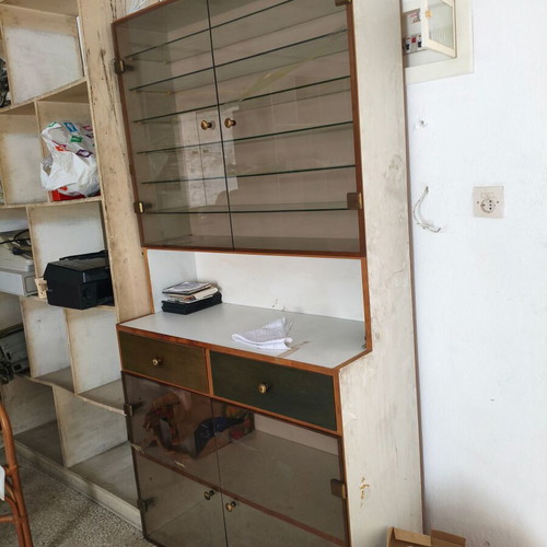 Professional Shelf Display 100x195 cm used, wooden with drawers