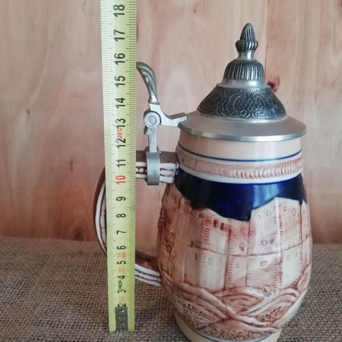 Kleiber ceramic beer mug vintage like new with metal lid