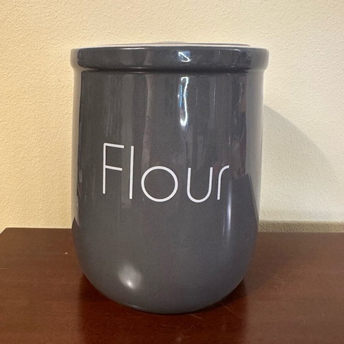 Ceramic container with lid like new, gray
