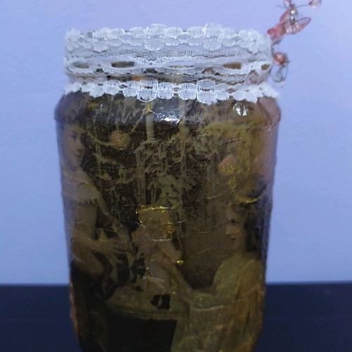 Decorative Christmas Vase Handmade with Decoupage Technique
