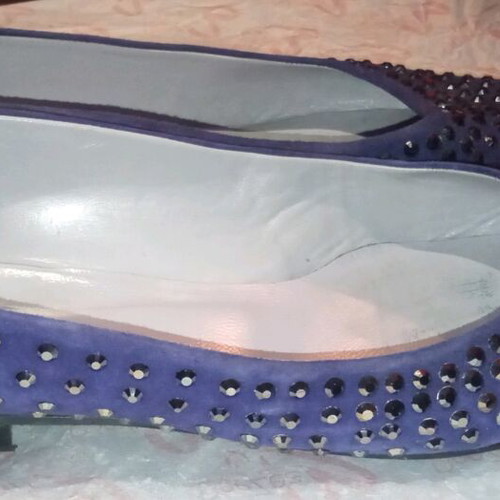 Moschoutis ballerinas like new, leather suede, purple, size 39 with Swarovski