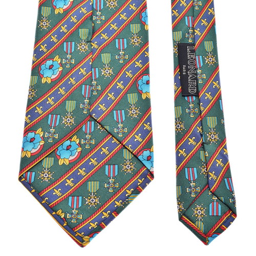Leonard Paris tie like new, 100% silk, green multicolor