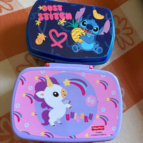 Stitch and Fisher Price Unicorn Food Containers used