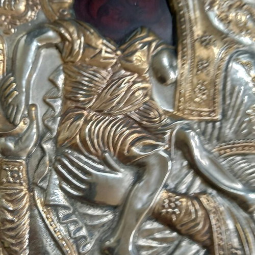 Axion Esti silver-gilded icon used 31x22.5cm