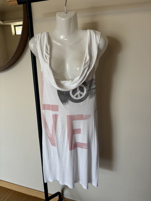 Religion dress size S like new, white and pink, draped shoulders