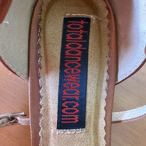 Latin dance shoes used, size 36, tan satin with adjustable strap