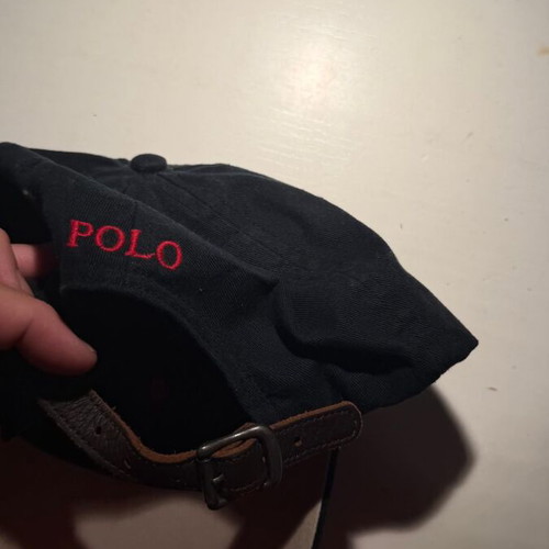Polo by Ralph Lauren hat black with leather strap, new