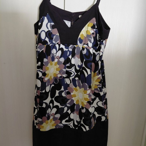 Geisa cotton dress, black and multicolour, size XL 42