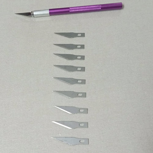 Precision Craft Knife Set with 10 Stainless Blades and 15cm Ruler like new