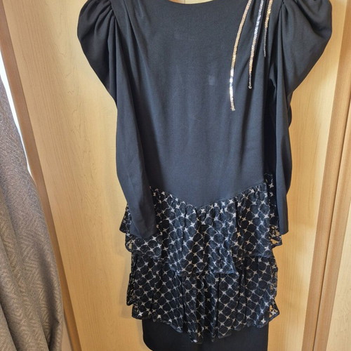 Vintage dress ’80s with sequins and lace black L like new