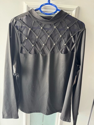 Shein long-sleeve blouse new with pearls black XXXL