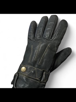 Vintage black leather gloves used, biker style, size 5.5
