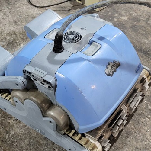 Automatic robotic pool cleaner used with transport and storage base