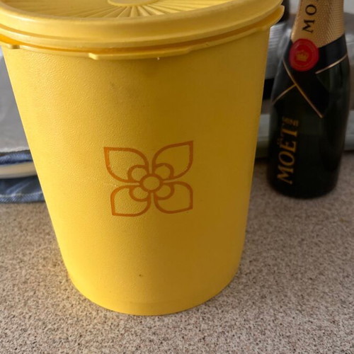 Tupperware container vintage plastic yellow used