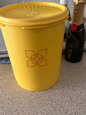 Tupperware container vintage plastic yellow used