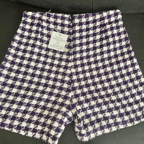 Adele Altman Textured Tweed Houndstooth Shorts Size 10 High Waisted New