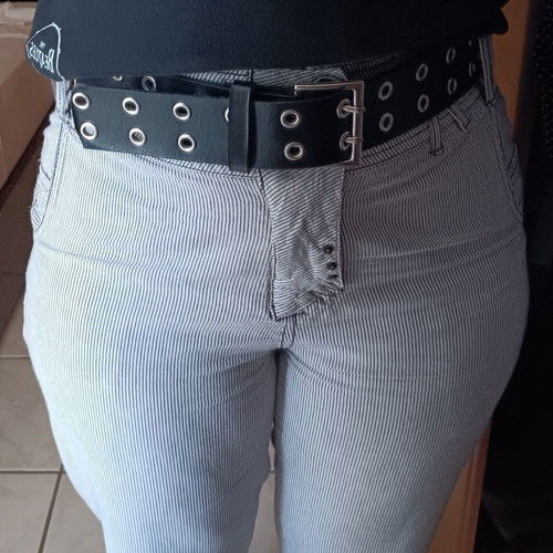 Leather belt unisex used with large studs, 95 cm black