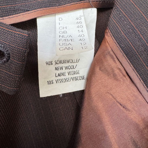 Lisa Dean wool pants M/L like new, grey-brown with stripes