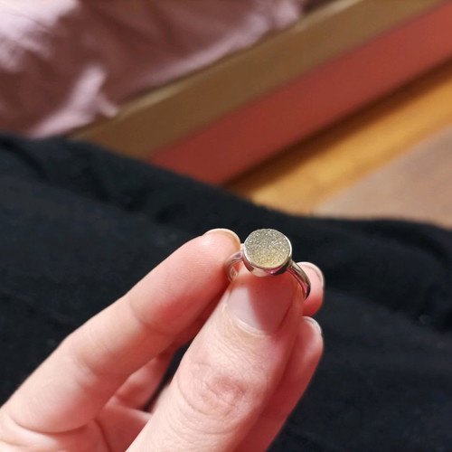 Silver S925 ring used Gregio with gray khaki stone