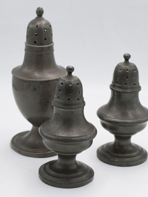 Salt and pepper shaker used, pewter